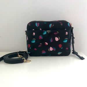 Fossil Sydney black leather mini crossbody bag